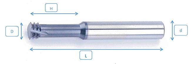 Solid Internal Carbide End Milling Cutters 3-Teeth  For Metal Milling 0