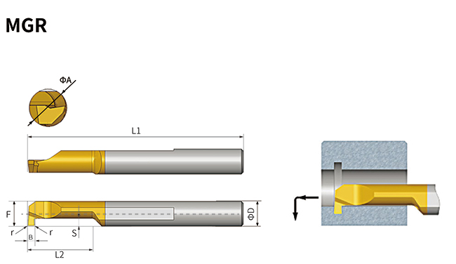 Small Diameter Carbide Boring Tools Bars MGR For Metal Inner Hole Grooving 0