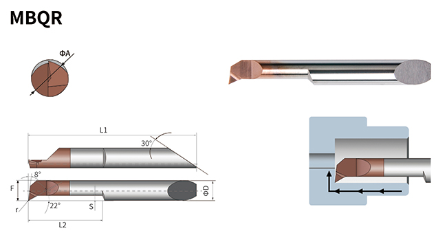 Locking Precise MBQR Profiling Tool Tiny Internal Boring Tool For Hole Finishing 0