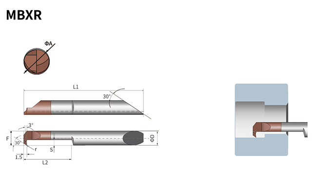 High Precision MBXR Reverse Mini Boring Bar Tool For Internal Hole Turning CNC Lathe 0