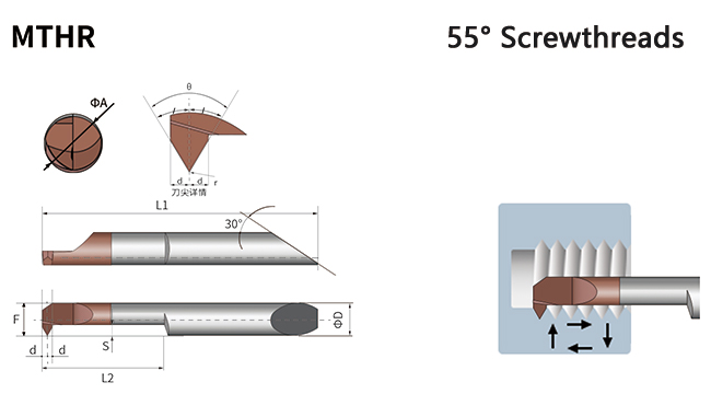 MTHR A55 Carbide Boring Tool  Micro Inner Thread Precise For Small Lathe 0