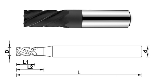 Diamond Coating Carbide Flat End Milling Cutter For Graphite Processing 1