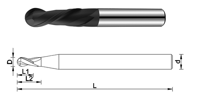 Diamond Coating Carbide Ball End Milling Cutter For Graphite Processing 1